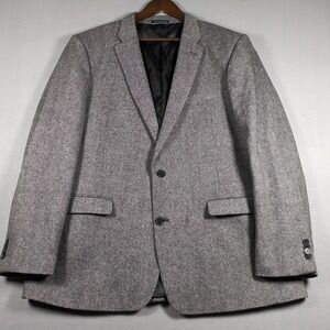Tommy Hilfiger Sport Coat 46 LONG Grey Tweed Wool Blend 2 Button Suit Jacket